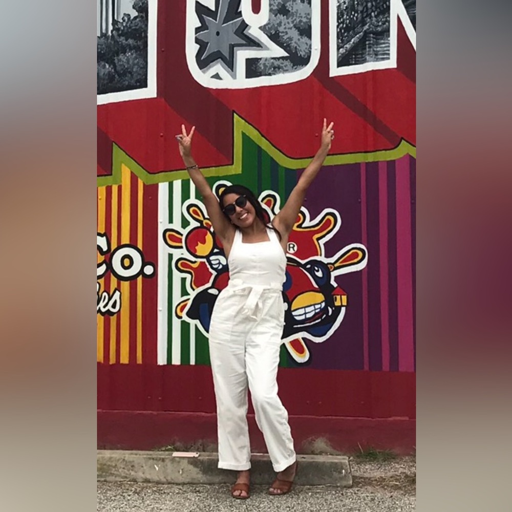 American Eagle Cream denim Jumpsuit - Picture 5 of 6